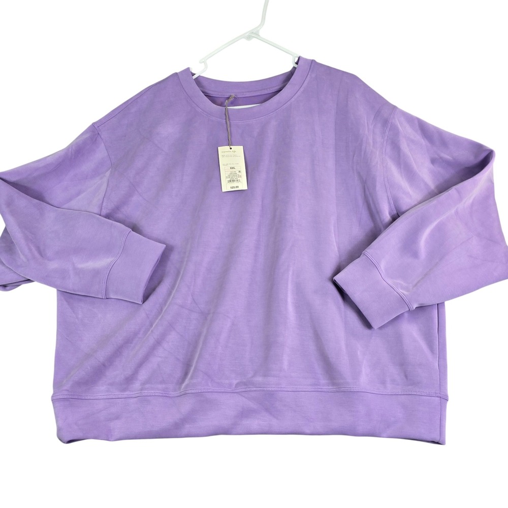 A New Day Sweatshirt Women XXL Purple Crewneck Relaxed Fit Cozy Soft Heavyweight